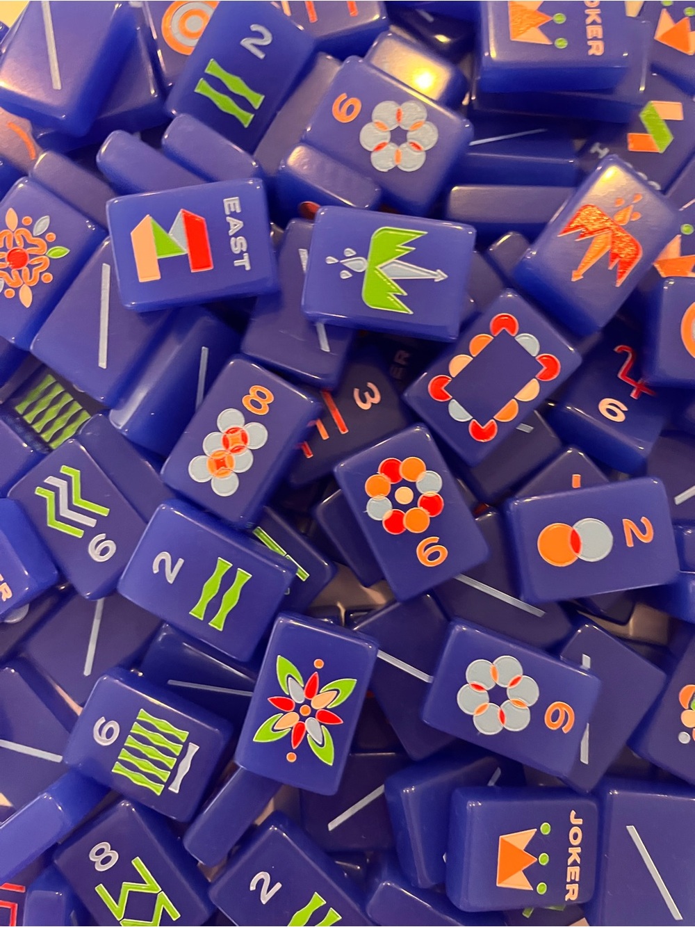 Designer Inspired Mahjong Tiles Blue Mid Century Design Similar to Minimal Line